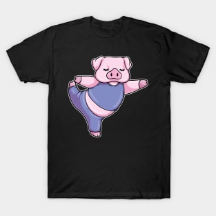 Pig at Yoga Stretching Legs T-Shirt